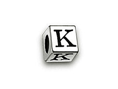 4.5mm Sterling Silver Letter Bead K