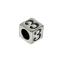 Load image into Gallery viewer, 7mm Sterling Silver Number Bead or Block 3