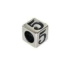 Load image into Gallery viewer, 7mm Sterling Silver Number Bead or Block 5