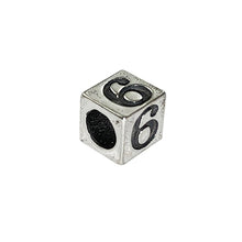 Load image into Gallery viewer, 7mm Sterling Silver Number Bead or Block 6