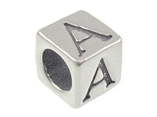 Load image into Gallery viewer, 7mm Sterling Silver Greek Letter Bead or Alphabet Block Alpha
