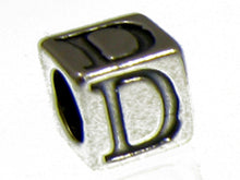 Load image into Gallery viewer, 7mm Sterling Silver Letter Bead Alphabet Block D