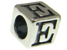 Load image into Gallery viewer, 7mm Sterling Silver Letter Bead Alphabet Block E