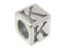 Load image into Gallery viewer, 7mm Sterling Silver Greek Letter Bead or Alphabet Block Kappa