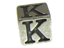 Load image into Gallery viewer, 7mm Sterling Silver Letter Bead Alphabet Block K