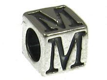 Load image into Gallery viewer, 7mm Sterling Silver Letter Bead Alphabet Block M