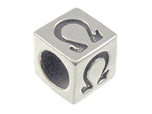 Load image into Gallery viewer, 7mm Sterling Silver Greek Letter Bead or Alphabet Block Omega