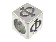 Load image into Gallery viewer, 7mm Sterling Silver Greek Letter Bead or Alphabet Block Phi