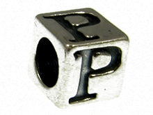Load image into Gallery viewer, 7mm Sterling Silver Letter Bead Alphabet Block P