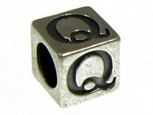 Load image into Gallery viewer, 7mm Sterling Silver Letter Bead Alphabet Block Q