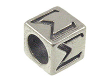 Load image into Gallery viewer, 7mm Sterling Silver Greek Letter Bead or Alphabet Block Sigma