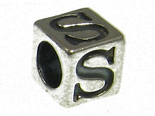 Load image into Gallery viewer, 7mm Sterling Silver Letter Bead Alphabet Block S