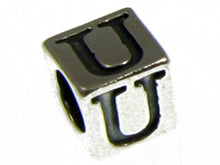 Load image into Gallery viewer, 7mm Sterling Silver Letter Bead Alphabet Block U