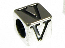 Load image into Gallery viewer, 7mm Sterling Silver Letter Bead Alphabet Block V