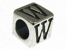 Load image into Gallery viewer, 7mm Sterling Silver Letter Bead Alphabet Block W