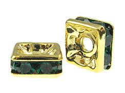 Emerald 4mm Gold Plated - Squaredelles Swarovski