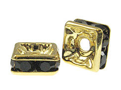 Jet 4mm Gold Plated - Squaredelles Swarovski