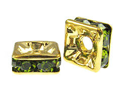 Olivine 4mm Gold Plated - Squaredelles Swarovski