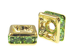 Peridott 6mm Gold Plated - Squaredelles Swarovski