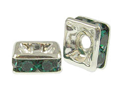 EMERALD  6mm Silver Plated - Squaredelles Swarovski