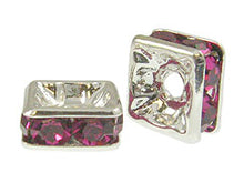 Load image into Gallery viewer, Fuchsia 8mm Silver Plated - Squaredelles Swarovski