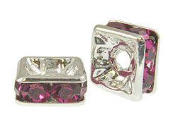 Fuchsia 8mm Silver Plated - Squaredelles Swarovski