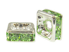 PERIDOT 6mm Silver Plated - Squaredelles Swarovski