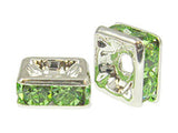 PERIDOT 6mm Silver Plated - Squaredelles Swarovski