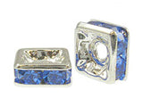 Sapphire 8mm Silver Plated - Squaredelles Swarovski