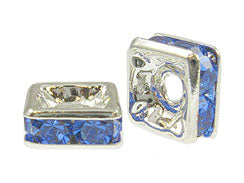 Sapphire 8mm Silver Plated - Squaredelles Swarovski