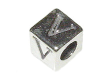 Load image into Gallery viewer, 4.8mm Sterling Silver Letter Bead V