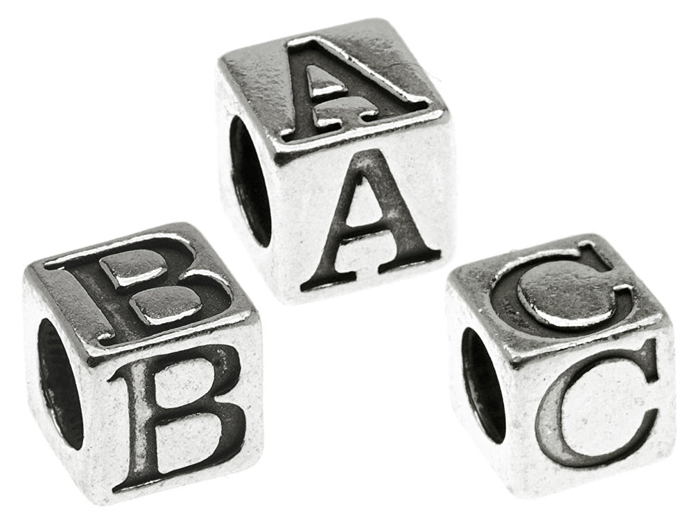 Alphabet Beads Sterling Silver - 4.3 mm Block Letters Baby Tiny Blocks