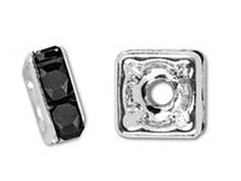 Load image into Gallery viewer, Jet 4mm Silver Plated - Squaredelles Swarovski