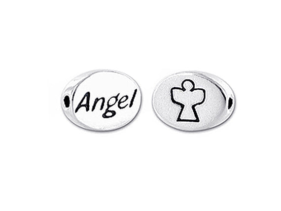 1 pc Sterling Silver Oval Message Beads 11 x 8 x 3mm, Double-Sided 1.5mm hole, Choose Bead - SSMB