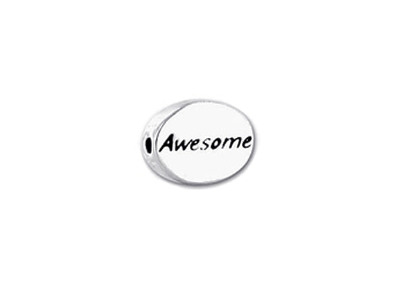 1 pc Sterling Silver Oval Message Beads 11 x 8 x 3mm, Double-Sided 1.5mm hole, Choose Bead - SSMB