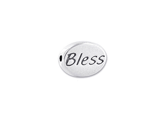 1 pc Sterling Silver Oval Message Beads 11 x 8 x 3mm, Double-Sided 1.5mm hole, Choose Bead - SSMB