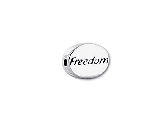 1 pc Sterling Silver Oval Message Beads 11 x 8 x 3mm, Double-Sided 1.5mm hole, Choose Bead - SSMB