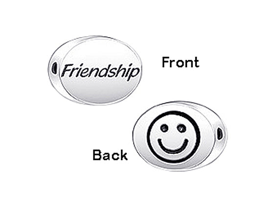 1 pc Sterling Silver Oval Message Beads 11 x 8 x 3mm, Double-Sided 1.5mm hole, Choose Bead - SSMB