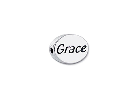 1 pc Sterling Silver Oval Message Beads 11 x 8 x 3mm, Double-Sided 1.5mm hole, Choose Bead - SSMB
