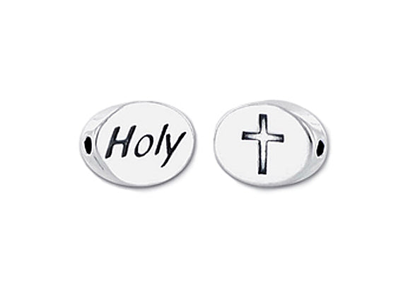 1 pc Sterling Silver Oval Message Beads 11 x 8 x 3mm, Double-Sided 1.5mm hole, Choose Bead - SSMB