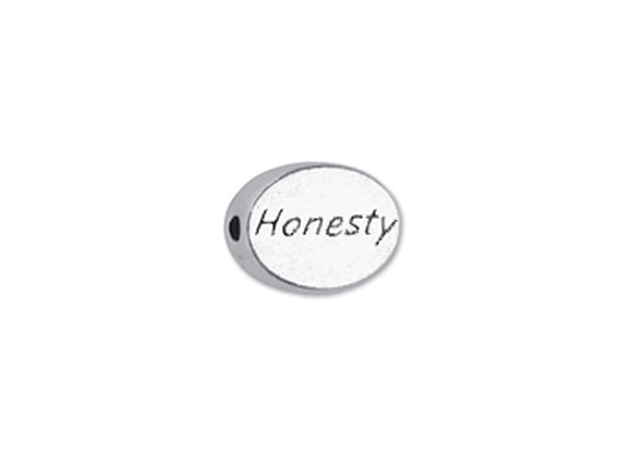 1 pc Sterling Silver Oval Message Beads 11 x 8 x 3mm, Double-Sided 1.5mm hole, Choose Bead - SSMB