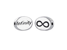 Load image into Gallery viewer, 1 pc Sterling Silver Oval Message Beads 11 x 8 x 3mm, Double-Sided 1.5mm hole, Choose Bead - SSMB