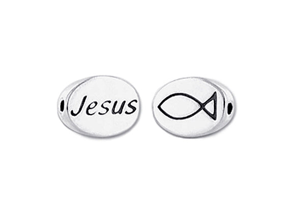 1 pc Sterling Silver Oval Message Beads 11 x 8 x 3mm, Double-Sided 1.5mm hole, Choose Bead - SSMB