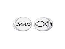 Load image into Gallery viewer, 1 pc Sterling Silver Oval Message Beads 11 x 8 x 3mm, Double-Sided 1.5mm hole, Choose Bead - SSMB