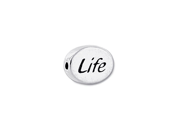 1 pc Sterling Silver Oval Message Beads 11 x 8 x 3mm, Double-Sided 1.5mm hole, Choose Bead - SSMB