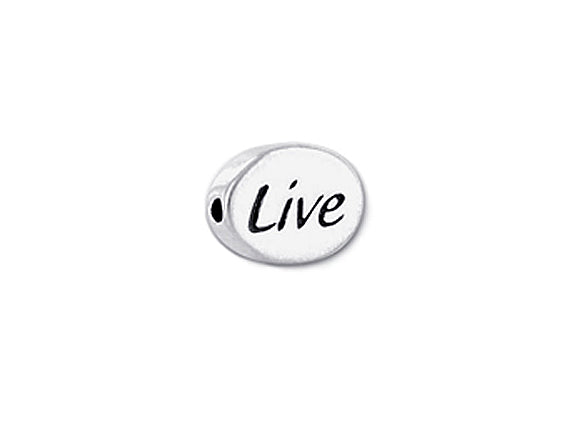 1 pc Sterling Silver Oval Message Beads 11 x 8 x 3mm, Double-Sided 1.5mm hole, Choose Bead - SSMB