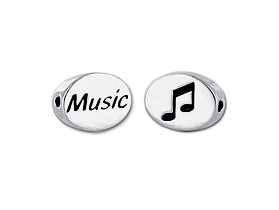 1 pc Sterling Silver Oval Message Beads 11 x 8 x 3mm, Double-Sided 1.5mm hole, Choose Bead - SSMB
