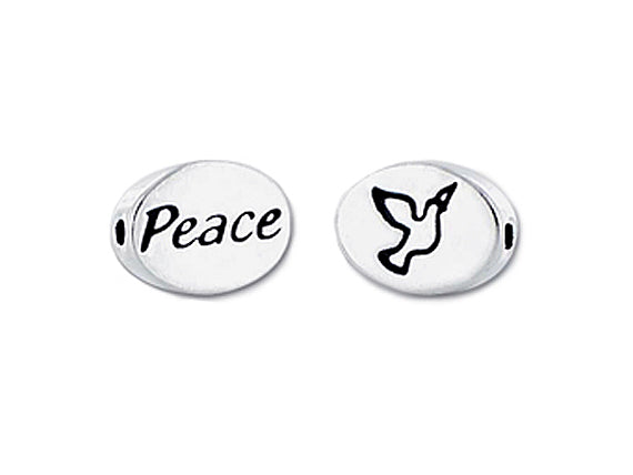 1 pc Sterling Silver Oval Message Beads 11 x 8 x 3mm, Double-Sided 1.5mm hole, Choose Bead - SSMB