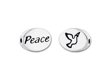 Load image into Gallery viewer, 1 pc Sterling Silver Oval Message Beads 11 x 8 x 3mm, Double-Sided 1.5mm hole, Choose Bead - SSMB