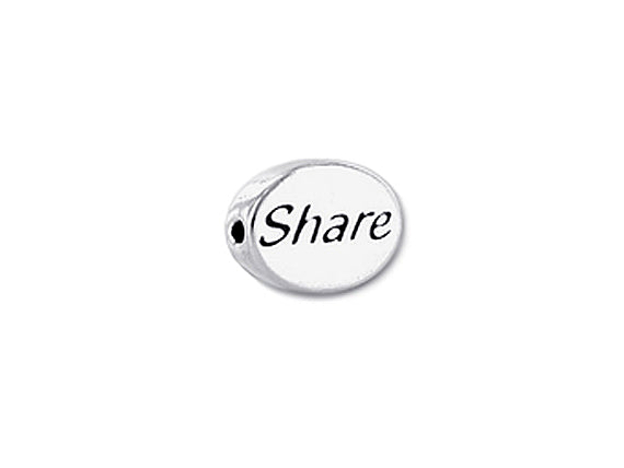 1 pc Sterling Silver Oval Message Beads 11 x 8 x 3mm, Double-Sided 1.5mm hole, Choose Bead - SSMB